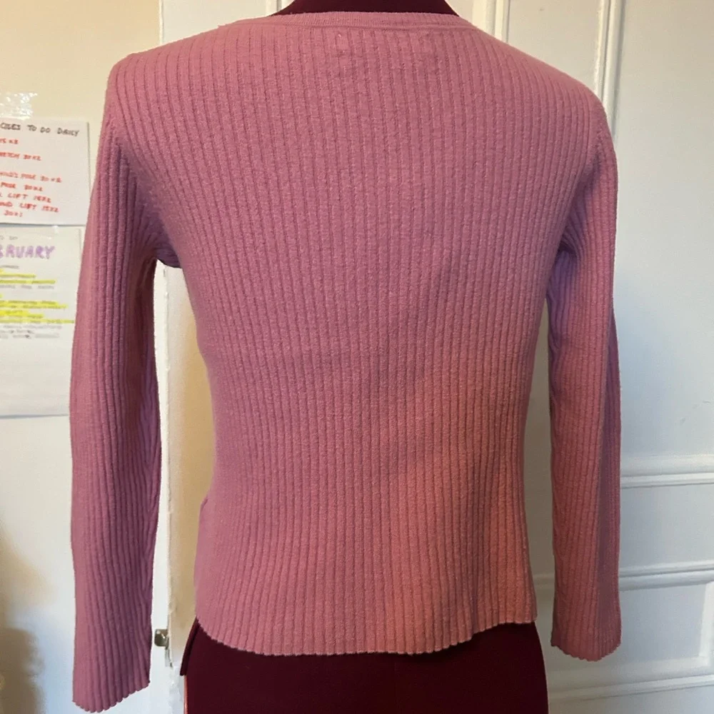 Vintage Pink Ribbed Wool Knit Sweater - Picture 3 of 5